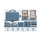 Portable Hard Shell Makeup & Travel Organizer Case with Handle – Blue Grey (30cm)