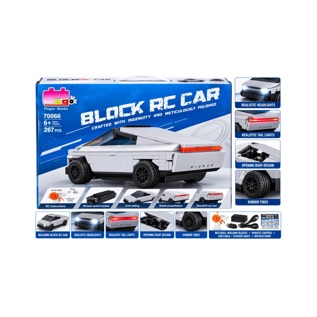 Pingao Blocks RC Pickup Truck Building Set with Remote Control