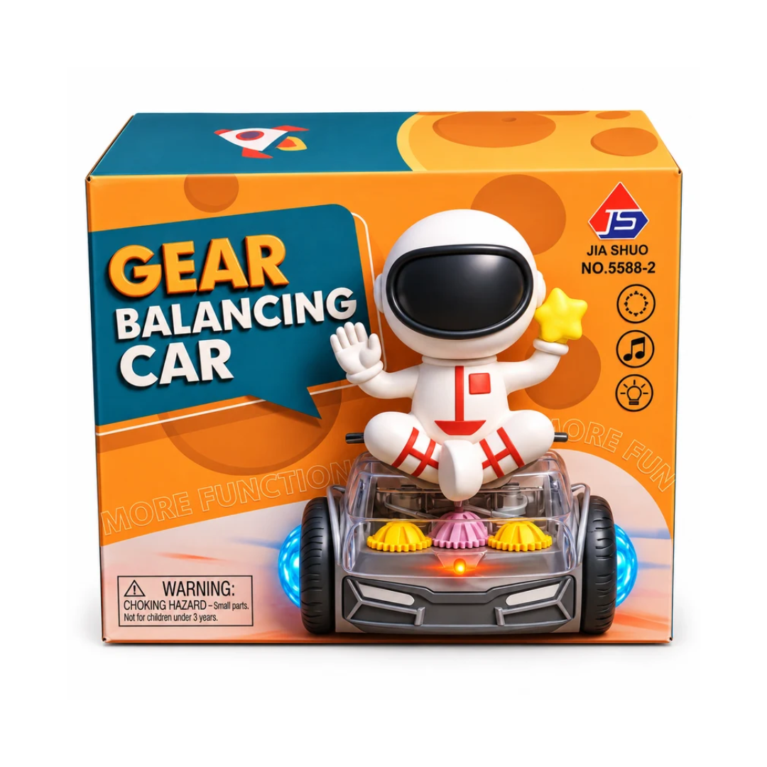 Gear Balancing Astronaut Car – Battery Operated Musical Light-Up Stunt Toy for Kids