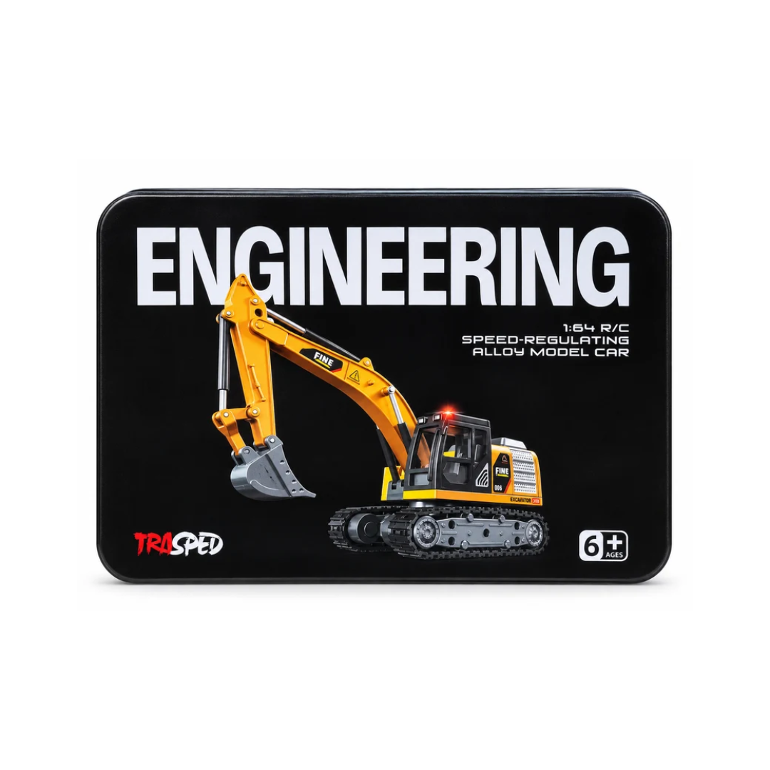 Engineering Remote Control Excavator Toy 1:64 Scale – Yellow Construction Truck, Alloy Model, 6+ Years
