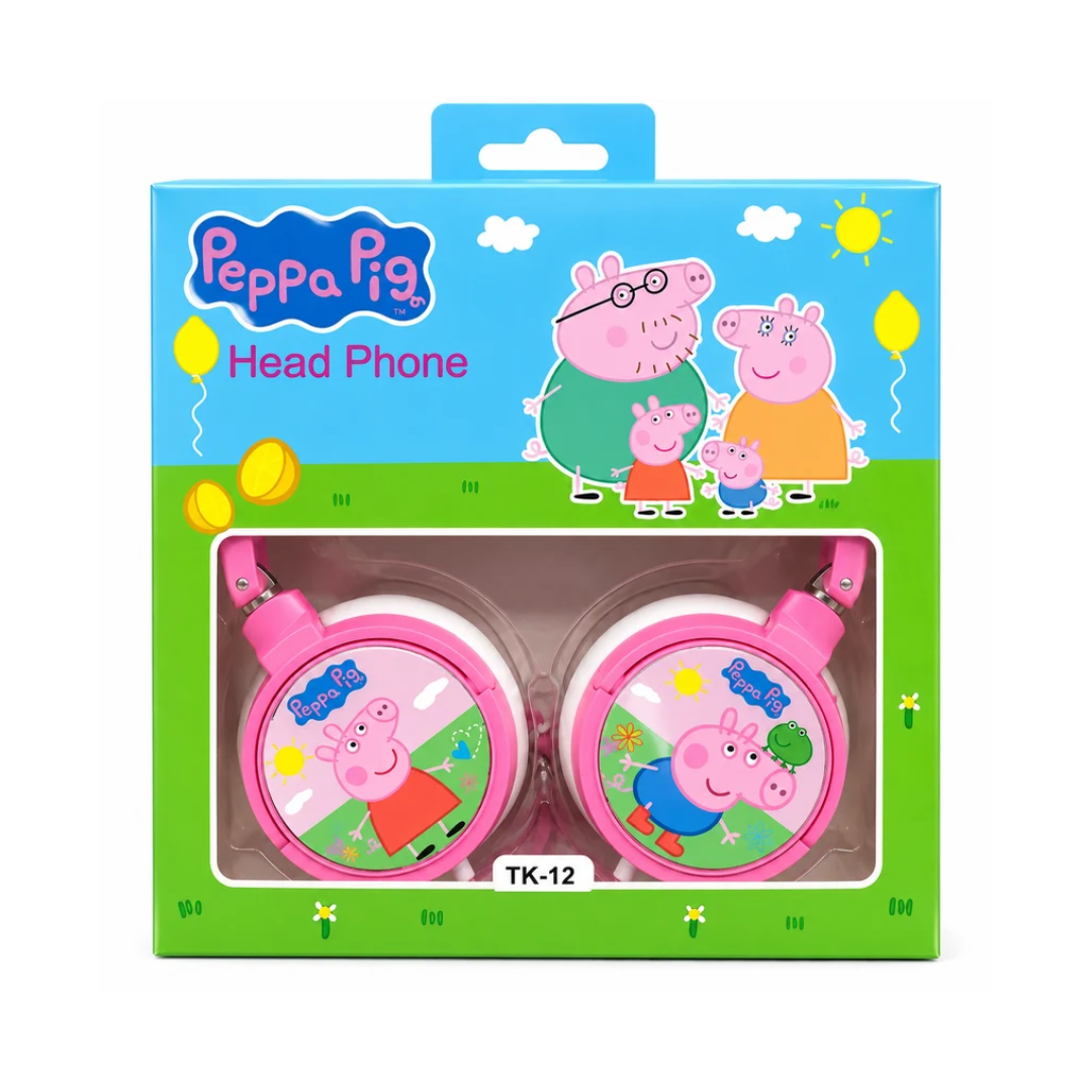 Peppa Pig Kids Wired Headphones – Pink Cartoon Headset TK-12