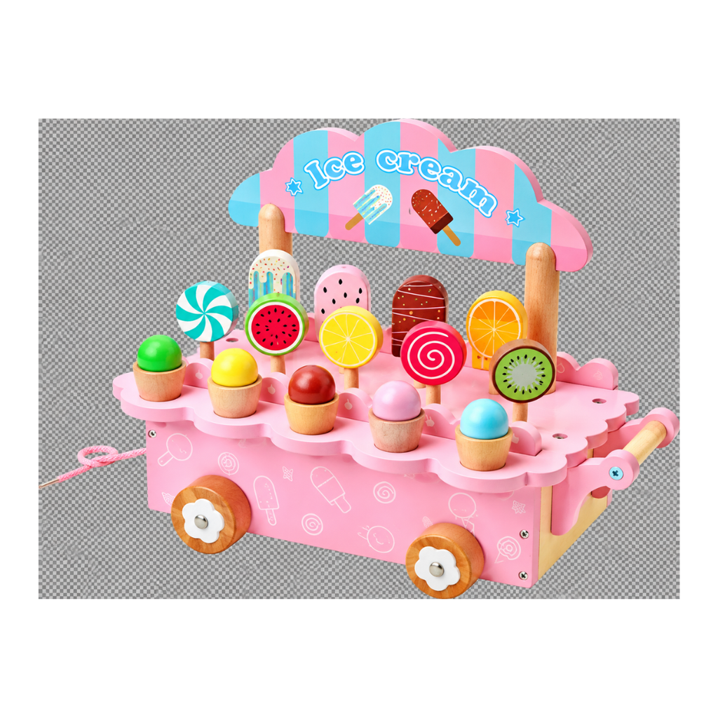 Rainbow Toys Wooden Ice Cream Cart Playset for Kids