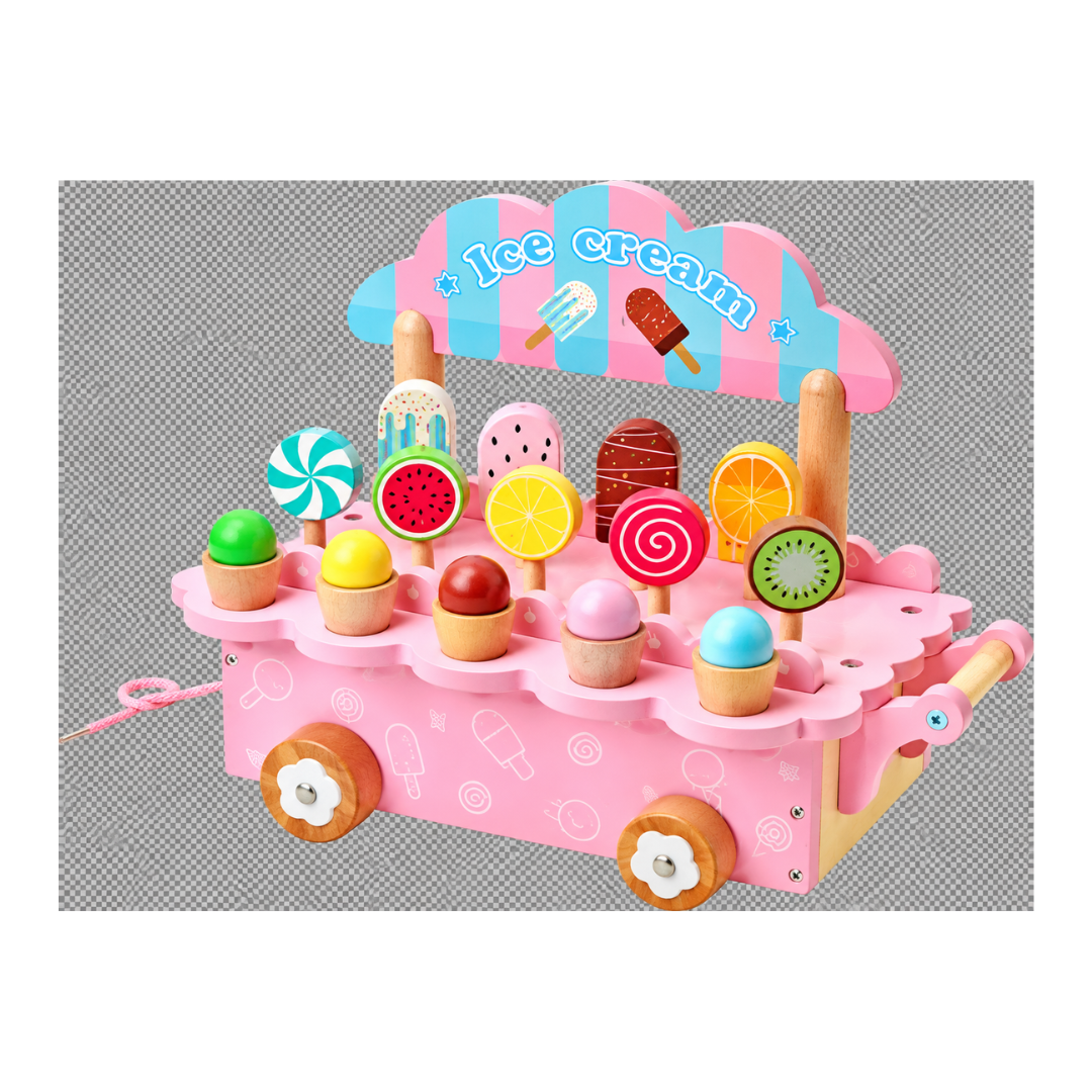 Rainbow Toys Wooden Ice Cream Cart Playset for Kids