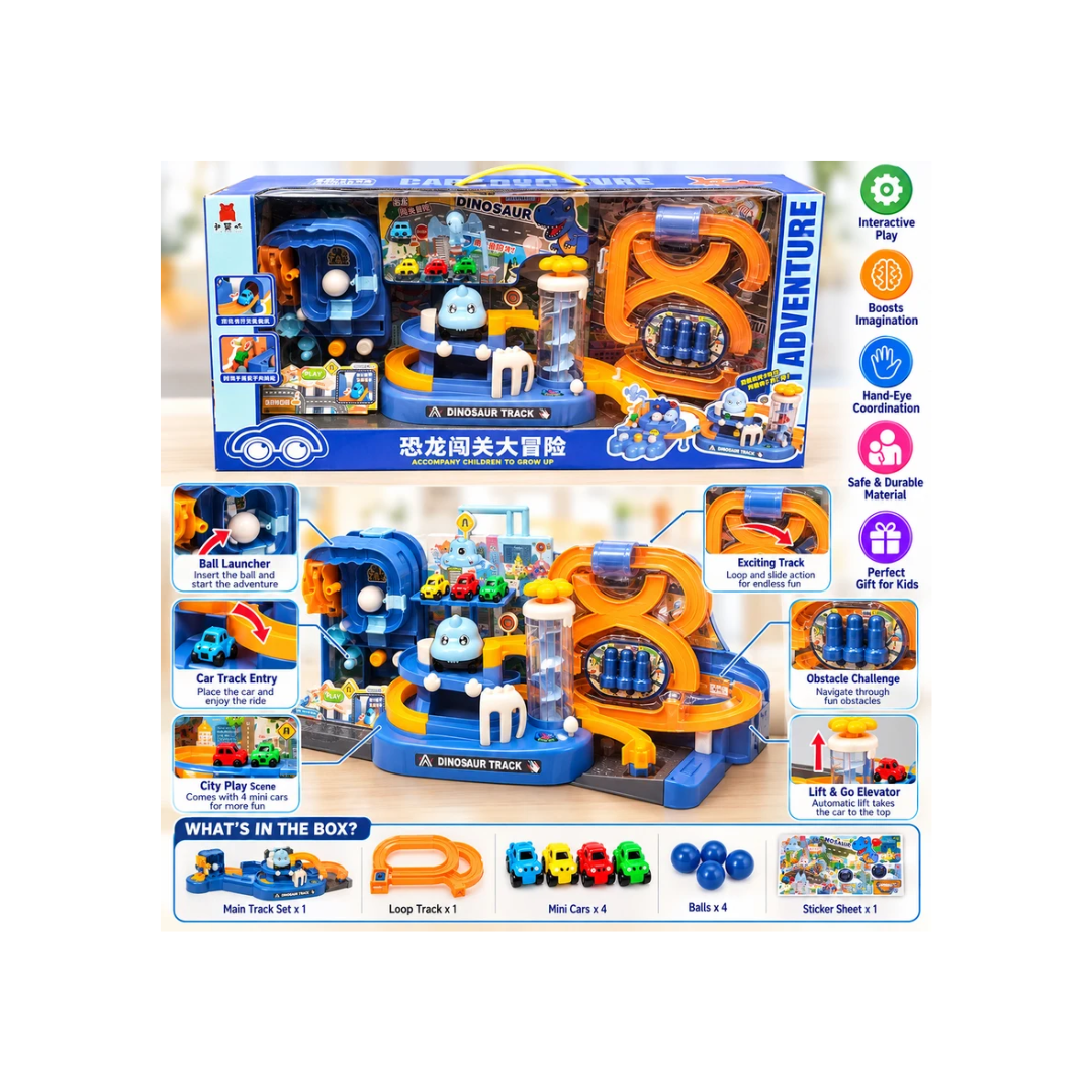 Dinosaur Track Adventure Playset | Interactive Ball Track & Racing Toy Set for Kids