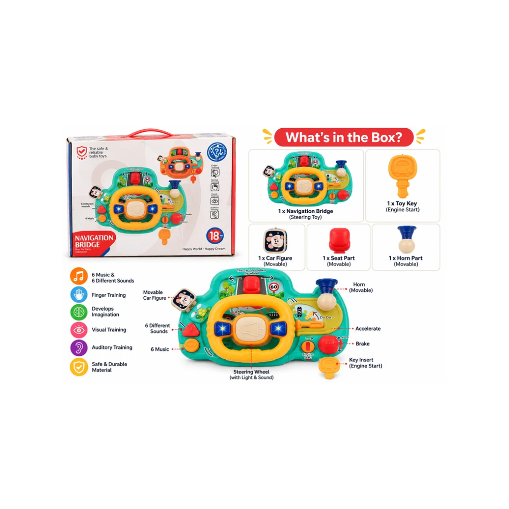Huanger Navigation Bridge Baby Driving Steering Wheel Activity Toy | 18 Months+