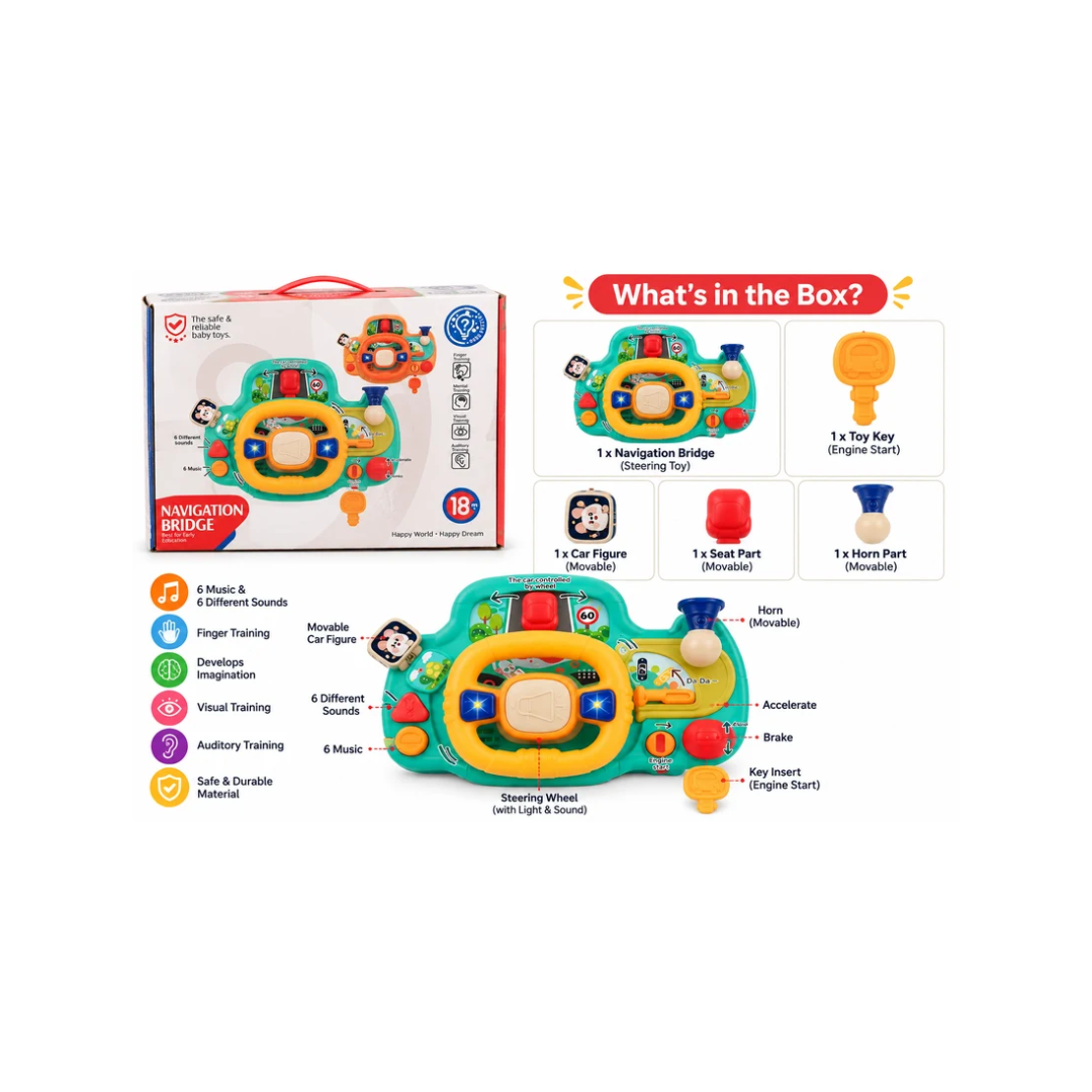 Huanger Navigation Bridge Baby Driving Steering Wheel Activity Toy | 18 Months+