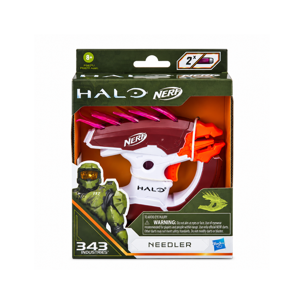 Hasbro Nerf MicroShots Halo Needler,Mini Dart-Firing Blaster and 2 Nerf Darts