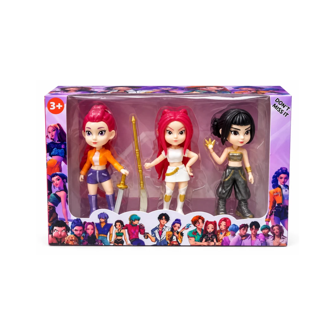 K-Pop Girls 3-Piece Fashion Doll Set with Accessories | K-Pop Style Character Dolls for Kids | 3+ Years