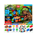 Rapid World 102 PCS Dinosaur Flexible Race Track Set with Stunt Car | DIY Track Building Toy for Kids