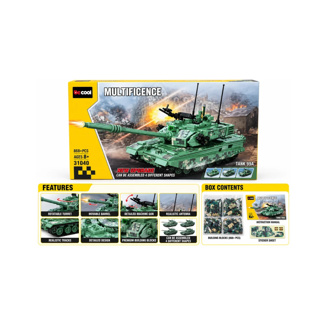Be Cool Multifience Tank 99A 4-in-1 Building Blocks Set – 868+ PCS | Model 31040 | Ages 8+