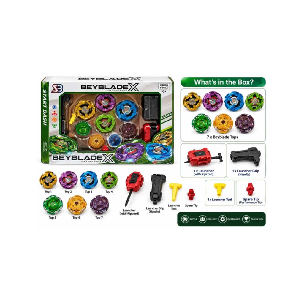 Beyblade X Start Dash Battle Set with Launchers & Multiple Spinning Tops | 6+ Years