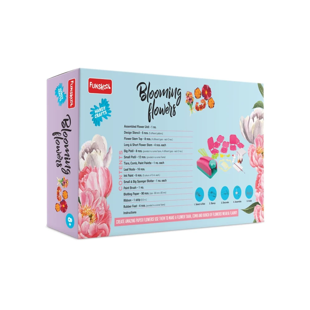 Funskool Handycrafts Blooming Flowers, Paper Flower Making kit, Make Real Looking Paper Flowers,Art and Craft Kit,