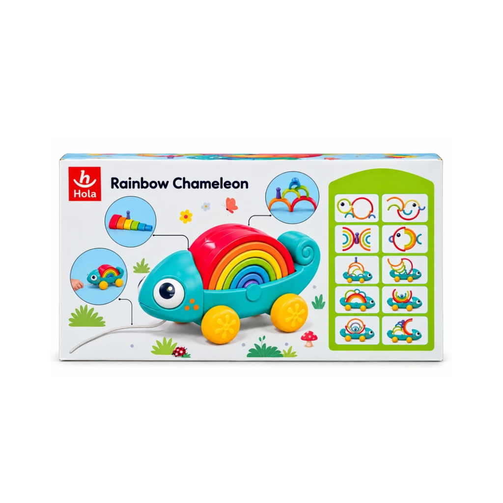 Hola Montessori Rainbow Chameleon Stacker Toy for Toddlers 18–60 Months