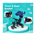 R For Rabbit Tiny Toes T30 Ace Tricycle For Kids With Adjustable Parental Control Denim Blue