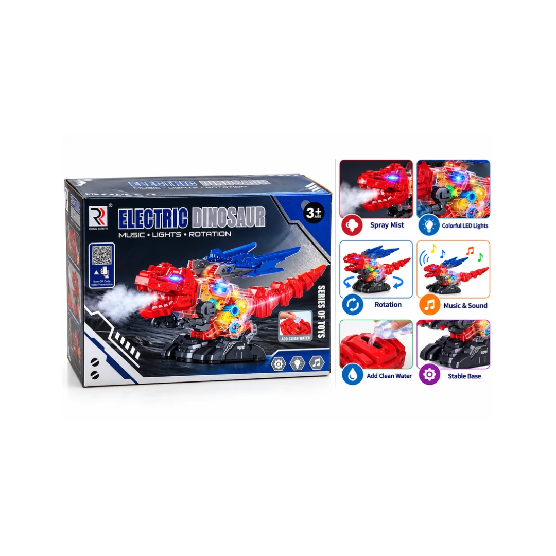 Electric Dinosaur Toy with Music, Lights & Rotation | Interactive Water-Filling Dinosaur Toy  – 3+ Years
