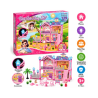 Villa Role Play Set 129 Pieces DIY Doll House Playset with Accessories – 3+ Years
