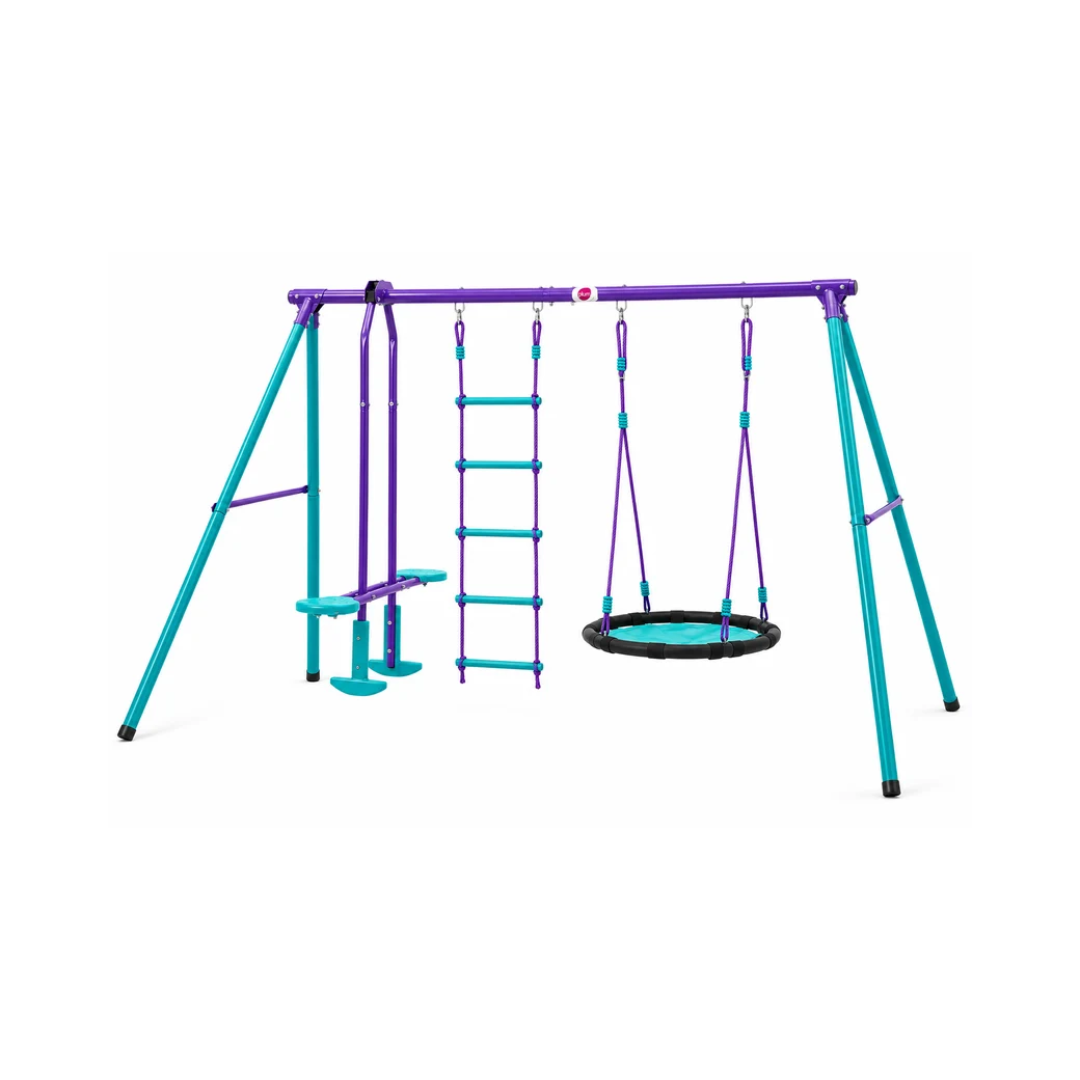 Plum Metal Multiplay Swing Set for Kids – Outdoor Playset with Swing, Rope Ladder & Glider, 50 kg Capacity