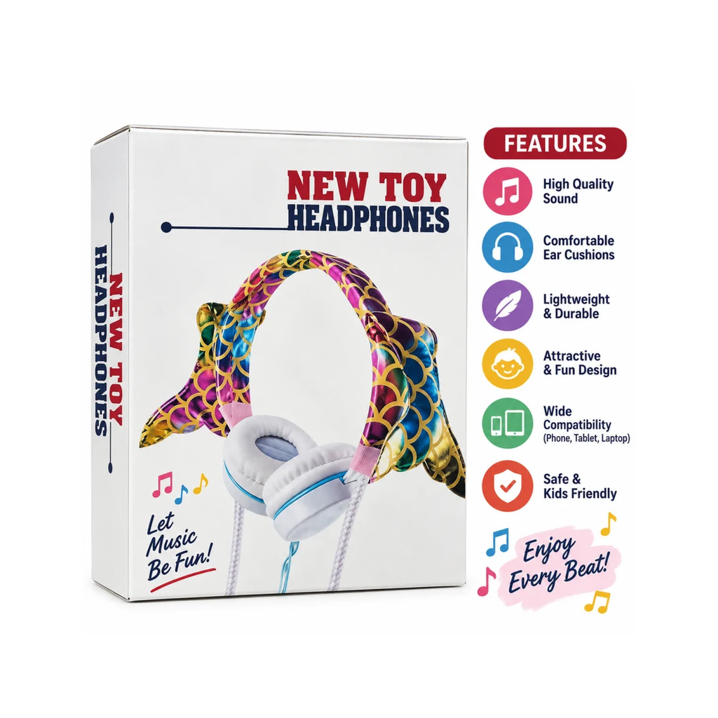Kids Mermaid Tail Headphones with Soft Ear Cushions – Multicolor