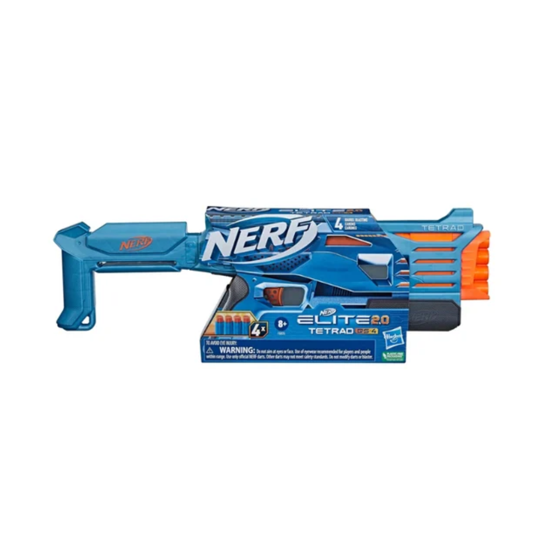 Hasbro Nerf Elite 2.0 Tetrad QS-4 Blaster, 4 Nerf Elite Darts