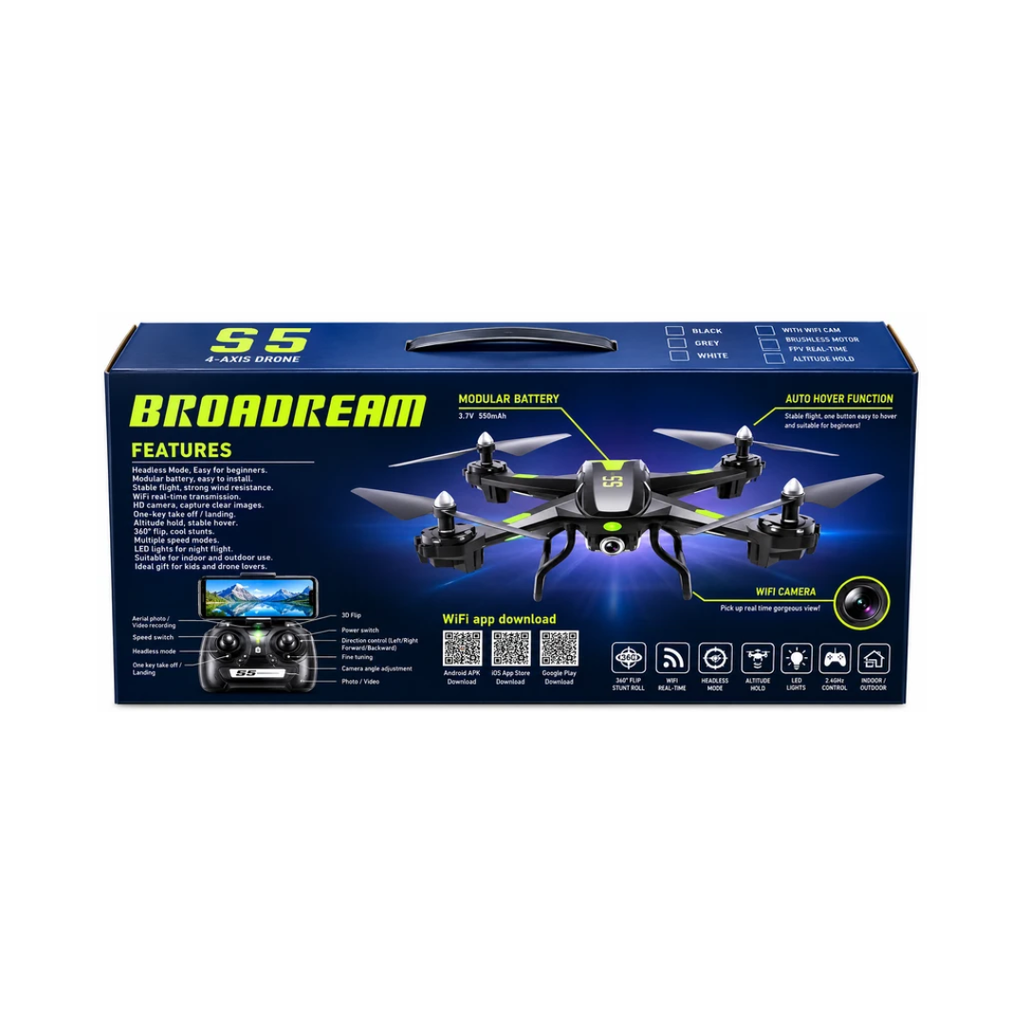 S5 4-Axis Remote Control Drone with 360° Flip & Headless Mode – 14+ Years