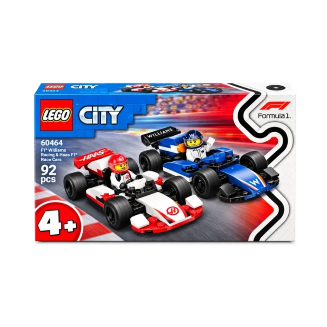 LEGO City F1 Williams Racing & Haas F1 Race Cars Building Set – 92 Pieces (60464)