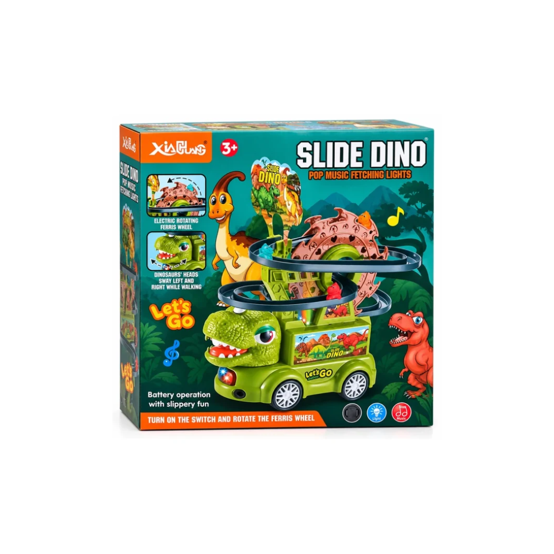 Slide Dino Battery Operated Dinosaur Car with Light & Music