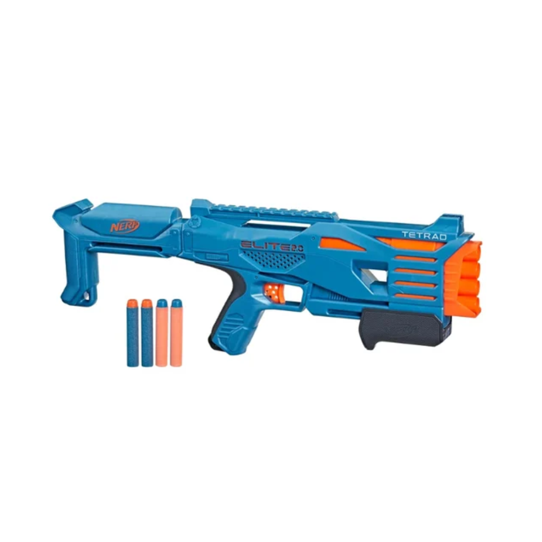 Hasbro Nerf Elite 2.0 Tetrad QS-4 Blaster, 4 Nerf Elite Darts