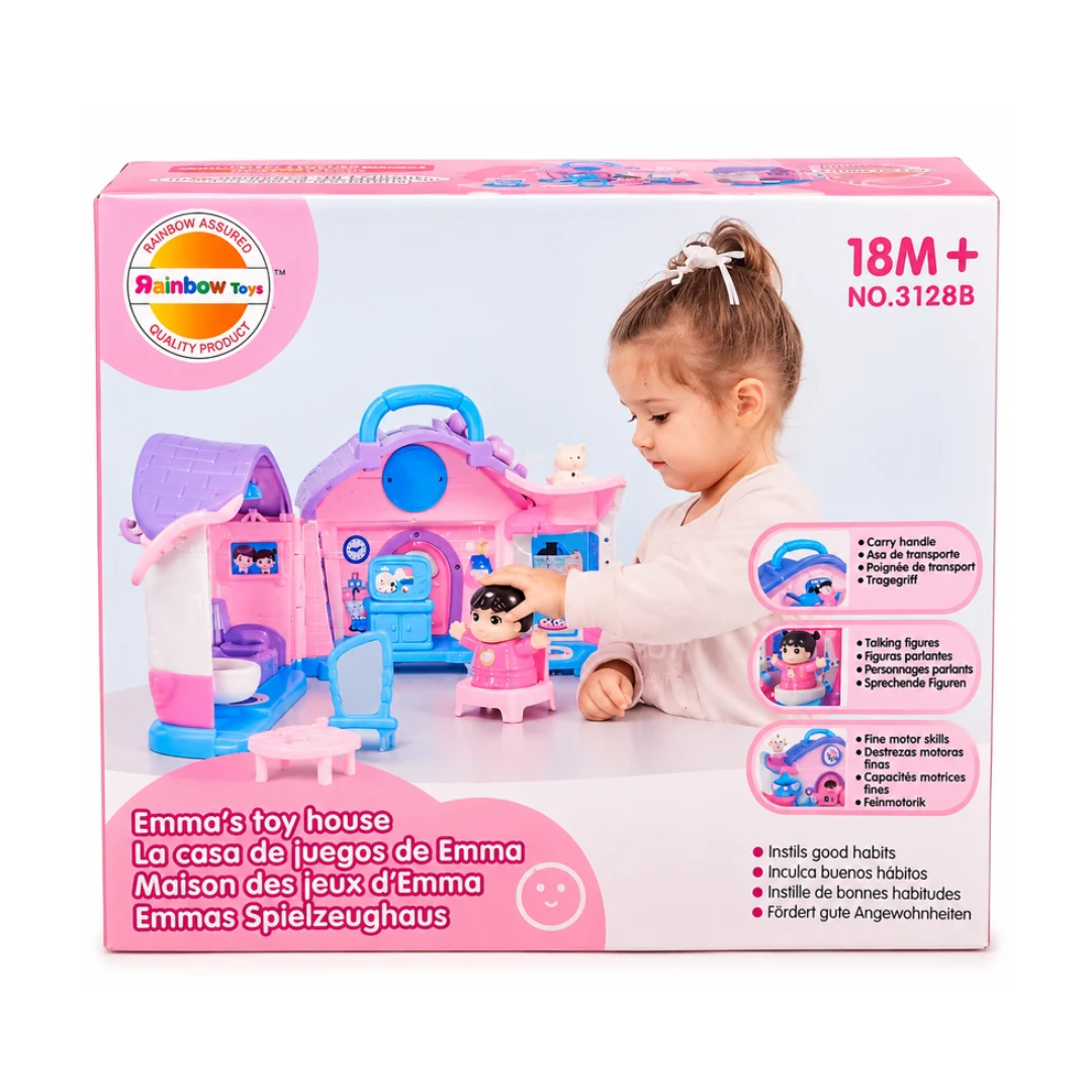 Hola Emma’s Portable Toy House Playset | Talking Figure & Pretend Play Set with Carry Handle | 18M+