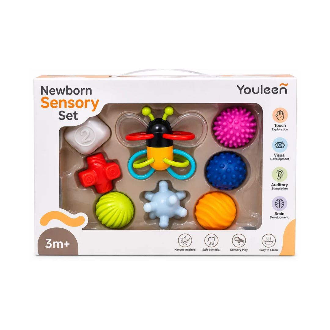Youleen Newborn Sensory Set – Multi-Texture Baby Sensory Toys | 3 Months+