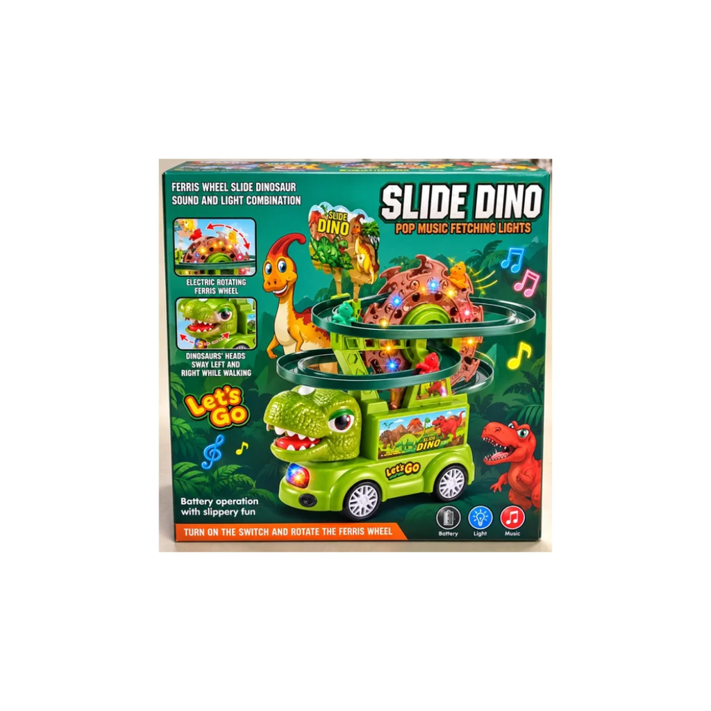 Slide Dino Battery Operated Dinosaur Car with Light & Music