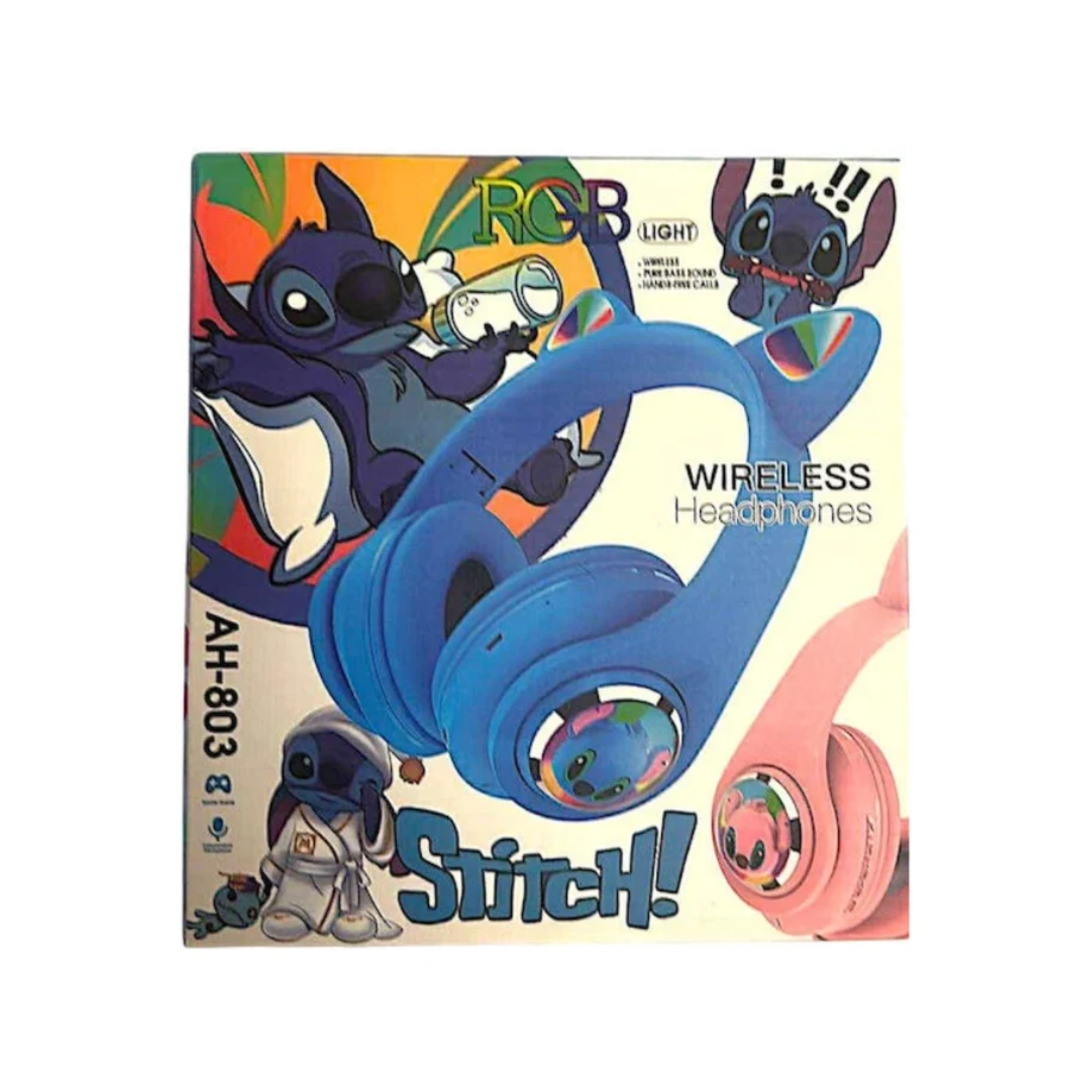 Stitch AH-803 Kids Wireless RGB Light Headphones with Pure Bass & Hands-Free Calling