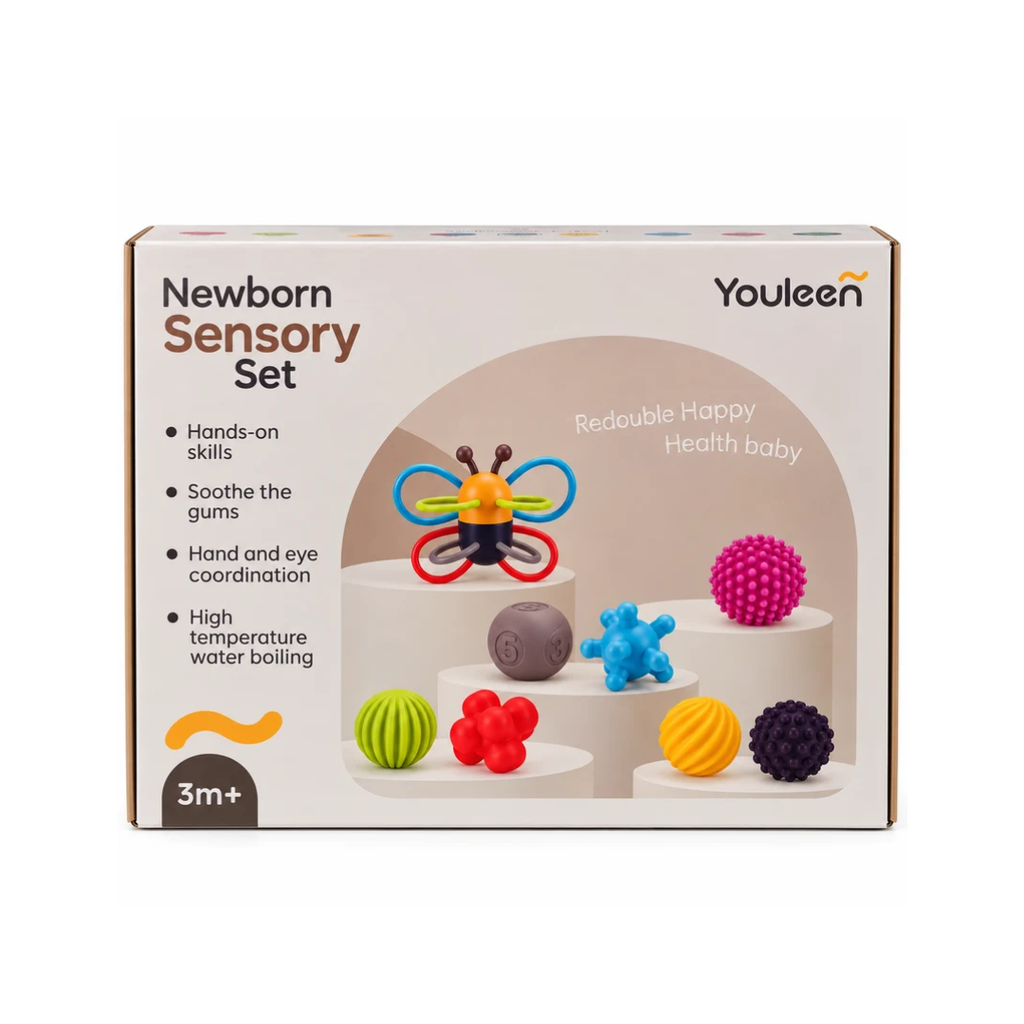 Youleen Newborn Sensory Set – Multi-Texture Baby Sensory Toys | 3 Months+