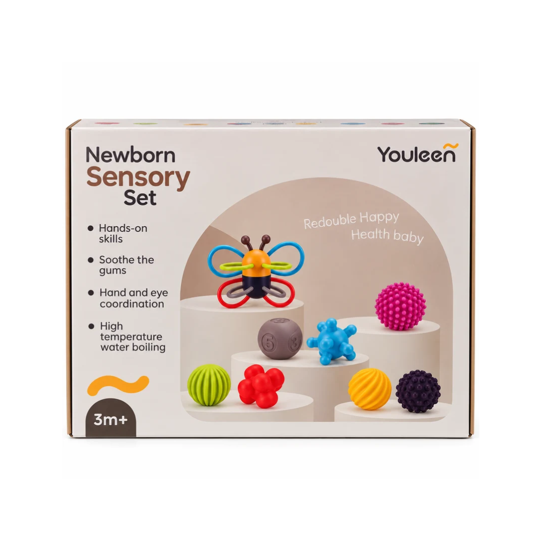 Youleen Newborn Sensory Set – Multi-Texture Baby Sensory Toys | 3 Months+