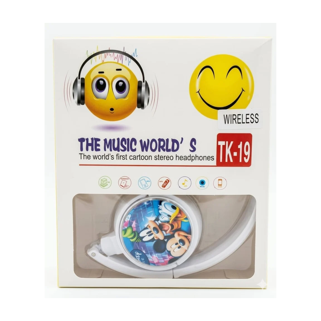 Kids Cartoon Wireless Stereo Headphones – Foldable Design TK-19