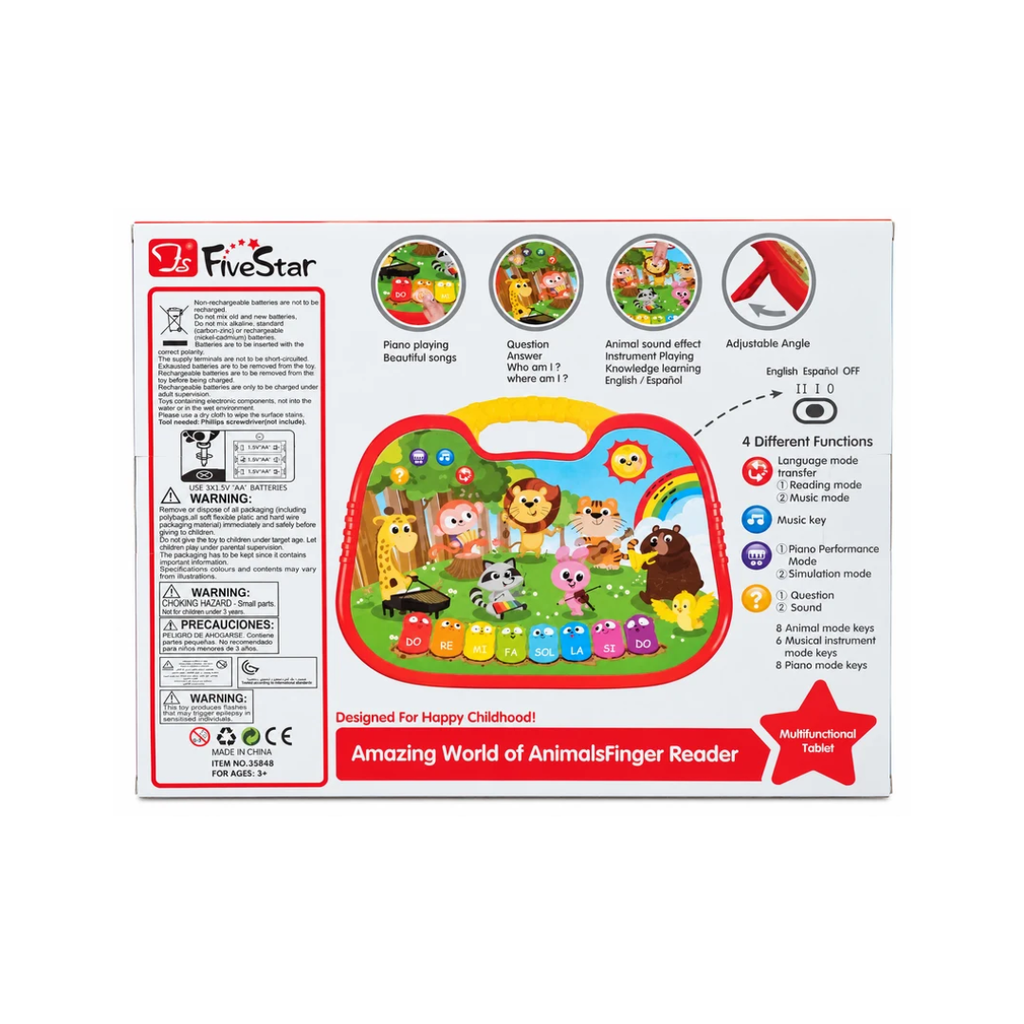FiveStar Learning Fun Amazing World of Animals Finger Reader – Musical Educational Tablet Toy for Kids