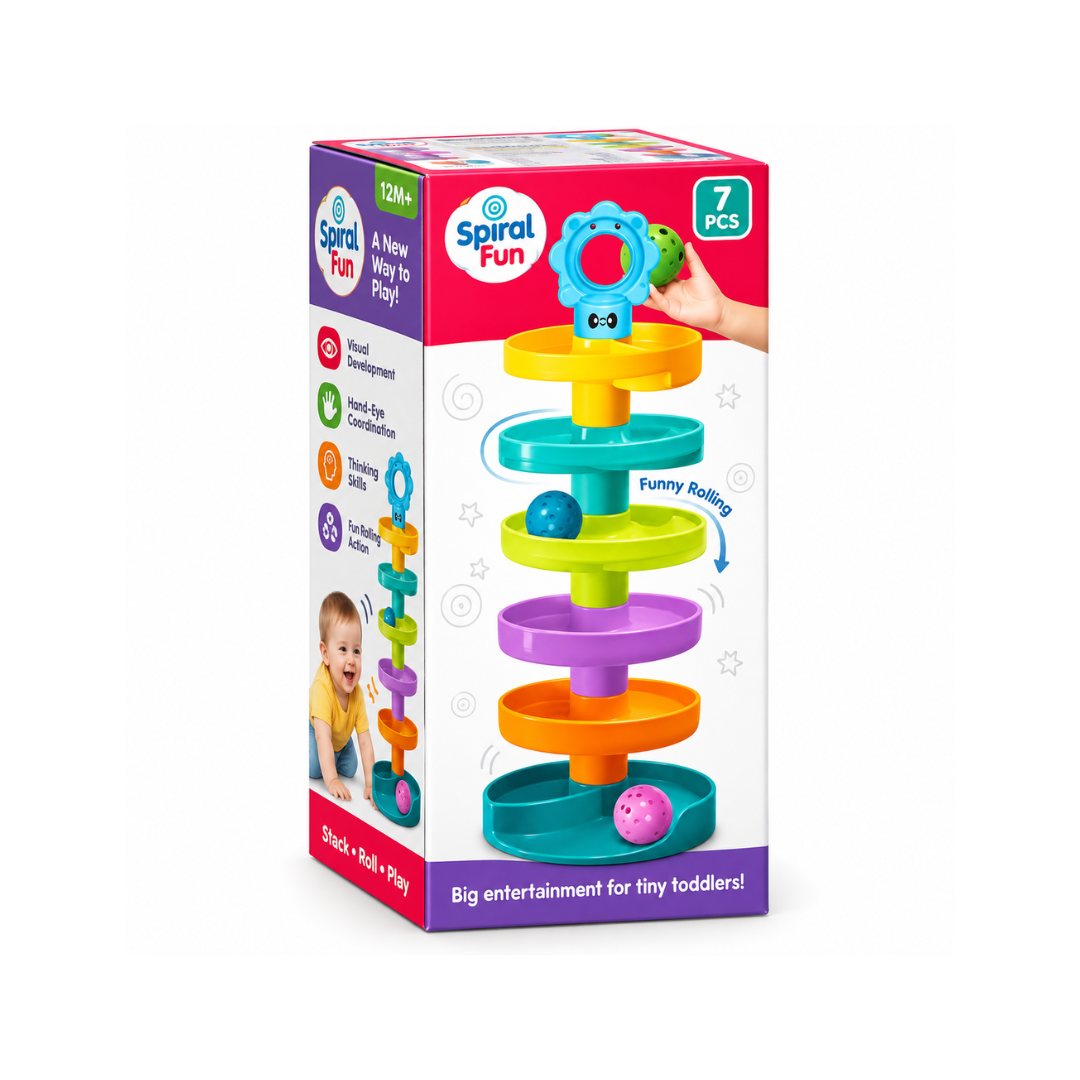 Toymate Cat Spiral Fun â€“ 7-Tier Rolling Ball Tower for Toddlers
