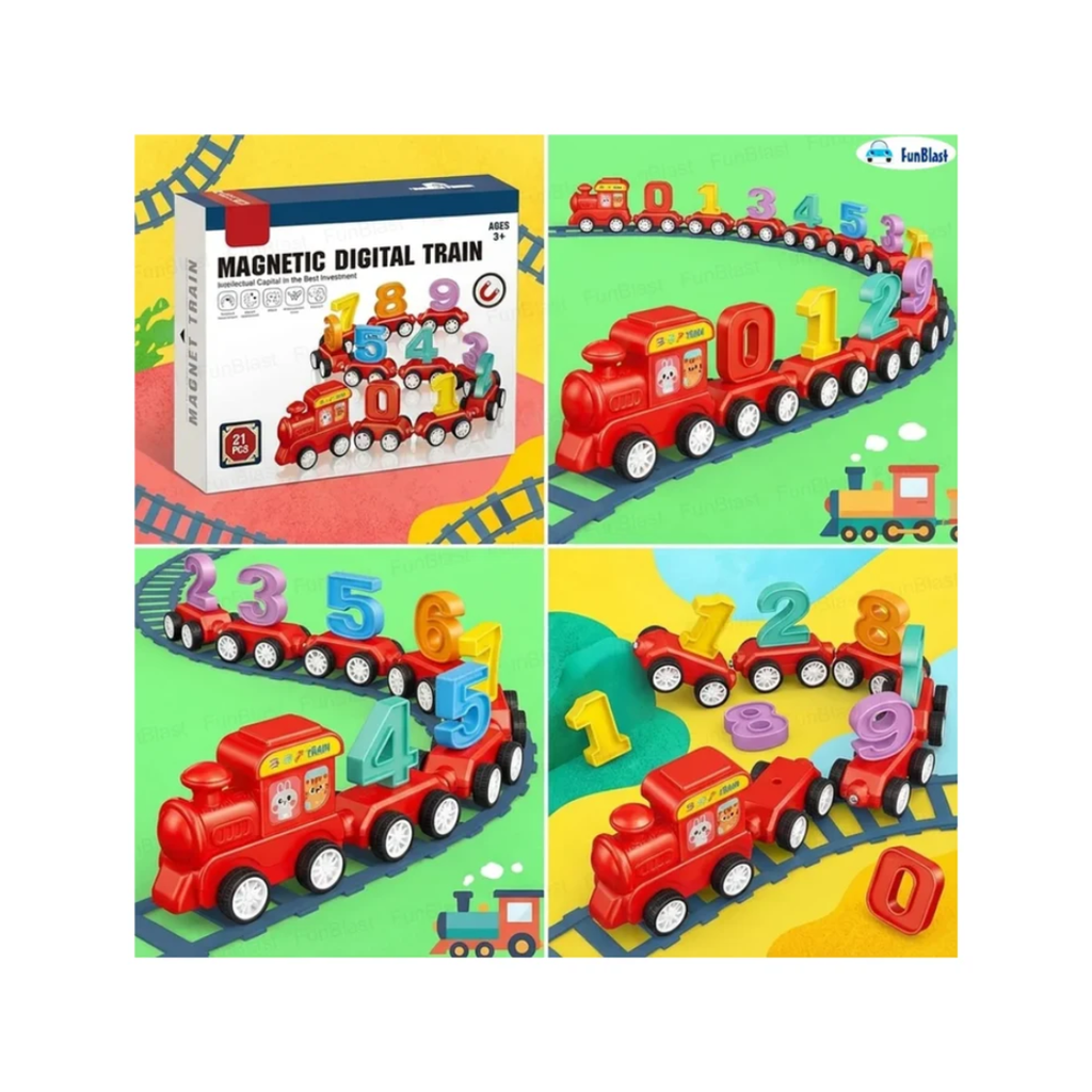 Magnetic Digital Number Train Toy – 21 Pcs Educational Learning Set for Kids 3+