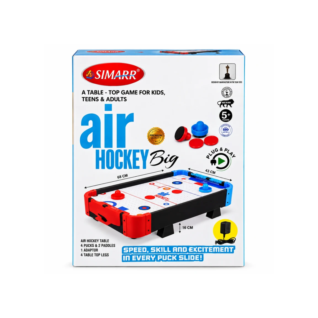 Simarr Air Hockey Big Tabletop Game | 68 × 43 × 16 cm | Plug & Play Air Hockey Set for Kids & Adults