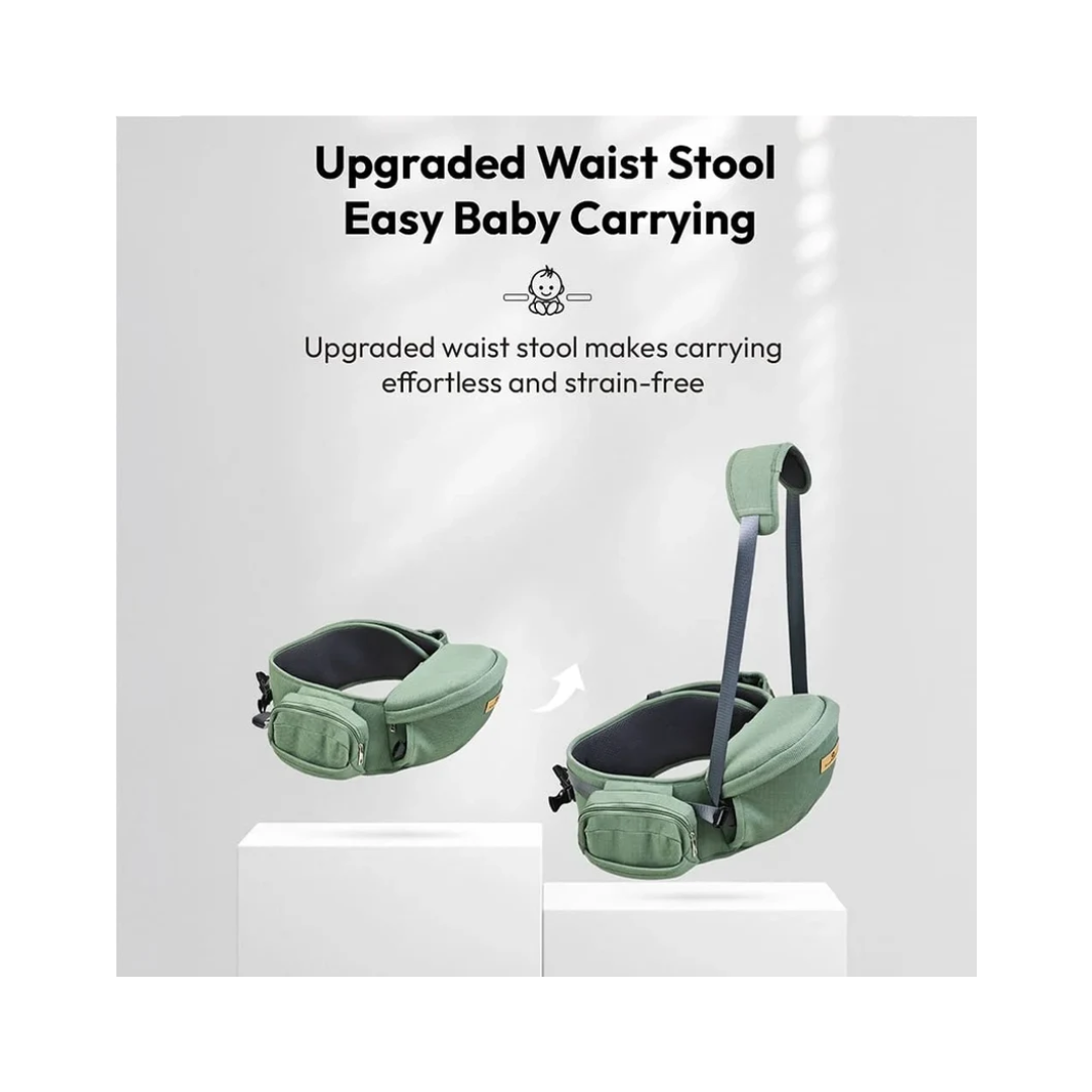 StarAndDaisy 3-in-1 Baby Carrier with Hip Seat, Ergonomic M-Shaped Support, Multiple Carrying Modes & Storage Pockets – Green