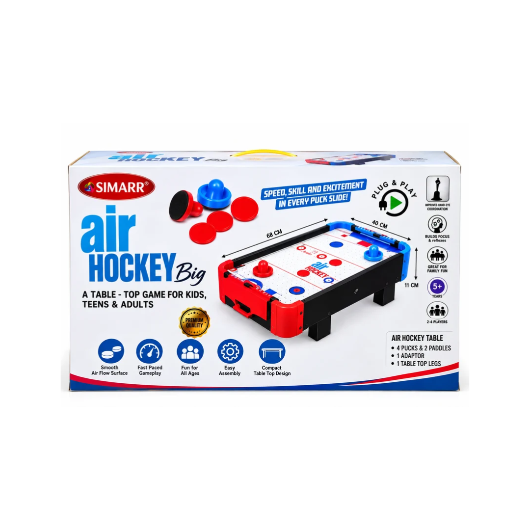 Simarr Air Hockey Big Tabletop Game | 68 × 43 × 16 cm | Plug & Play Air Hockey Set for Kids & Adults
