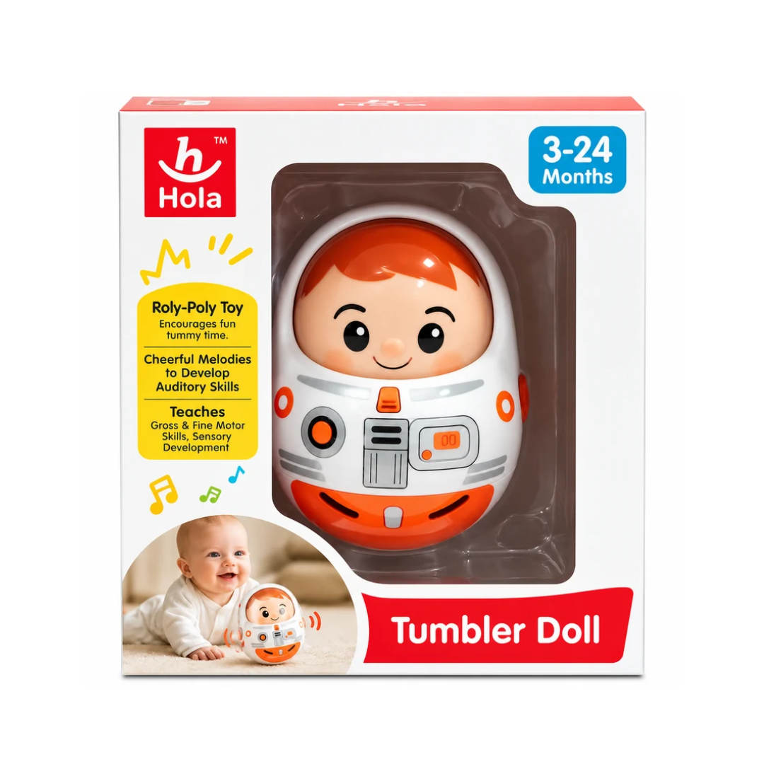 Hola Tumbler Doll Musical Roly-Poly Astronaut Toy for Babies 3–24 Months
