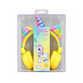 Kids Unicorn Bluetooth Headphones with Rainbow Ears & Horn – Yellow AH-807