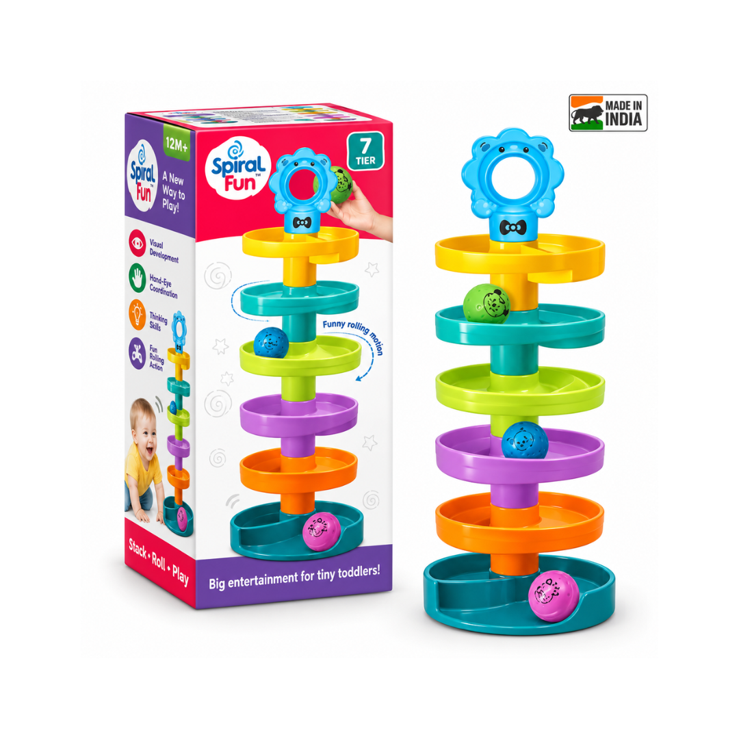 Toymate Cat Spiral Fun â€“ 7-Tier Rolling Ball Tower for Toddlers