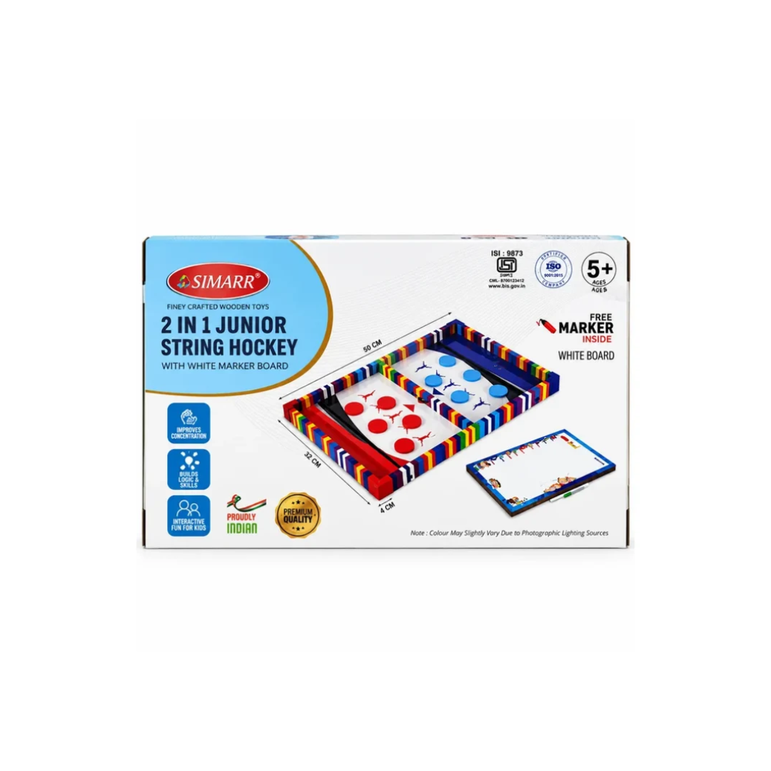 SIMARR 2-in-1 Junior String Hockey with White Marker Board Tabletop Game for Kids 5+