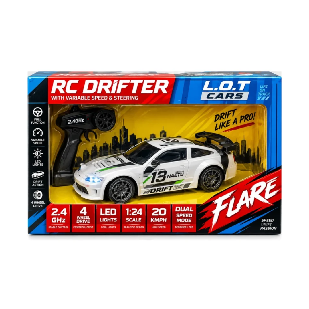 L.O.T Cars Ghost Remote Car Drifter 1:24 – 2.4GHz 4WD Drift Car with LED Lights