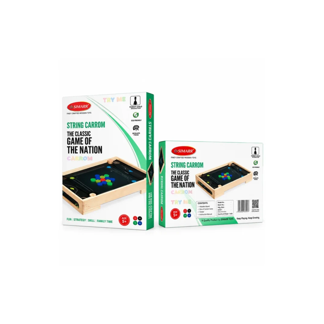 SIMARR String Carrom Board Game for Kids & Family Classic Tabletop Carrom Game