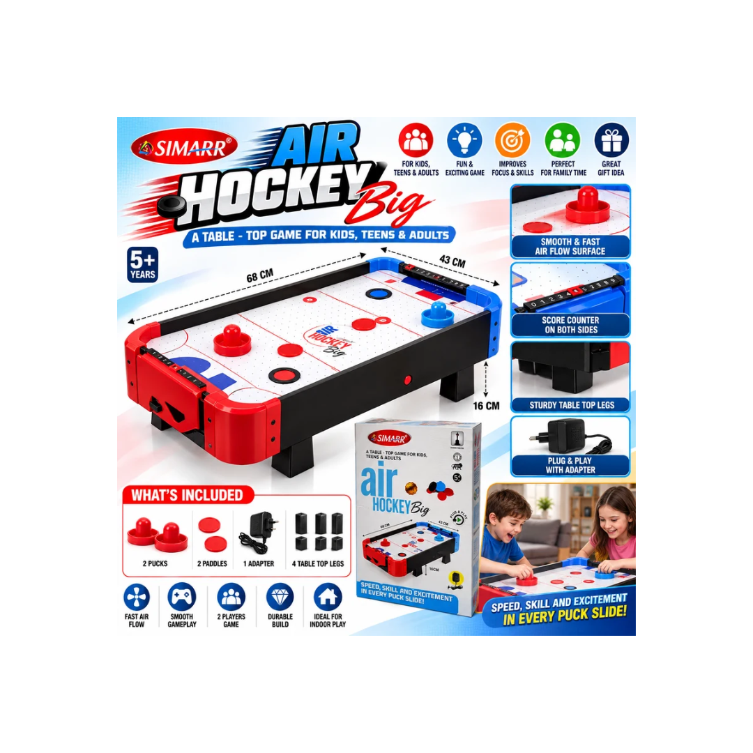 Simarr Air Hockey Big Tabletop Game | 68 × 43 × 16 cm | Plug & Play Air Hockey Set for Kids & Adults