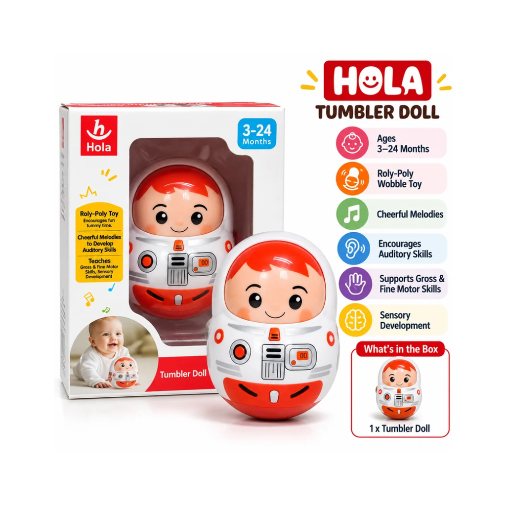 Hola Tumbler Doll Musical Roly-Poly Astronaut Toy for Babies 3–24 Months