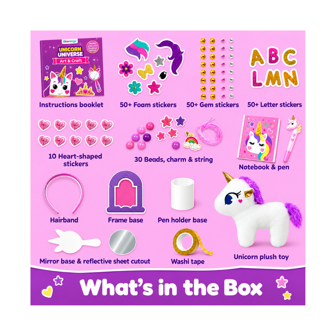 Bloomingo Unicorn Universe 6-in-1 DIY Art & Craft Kit