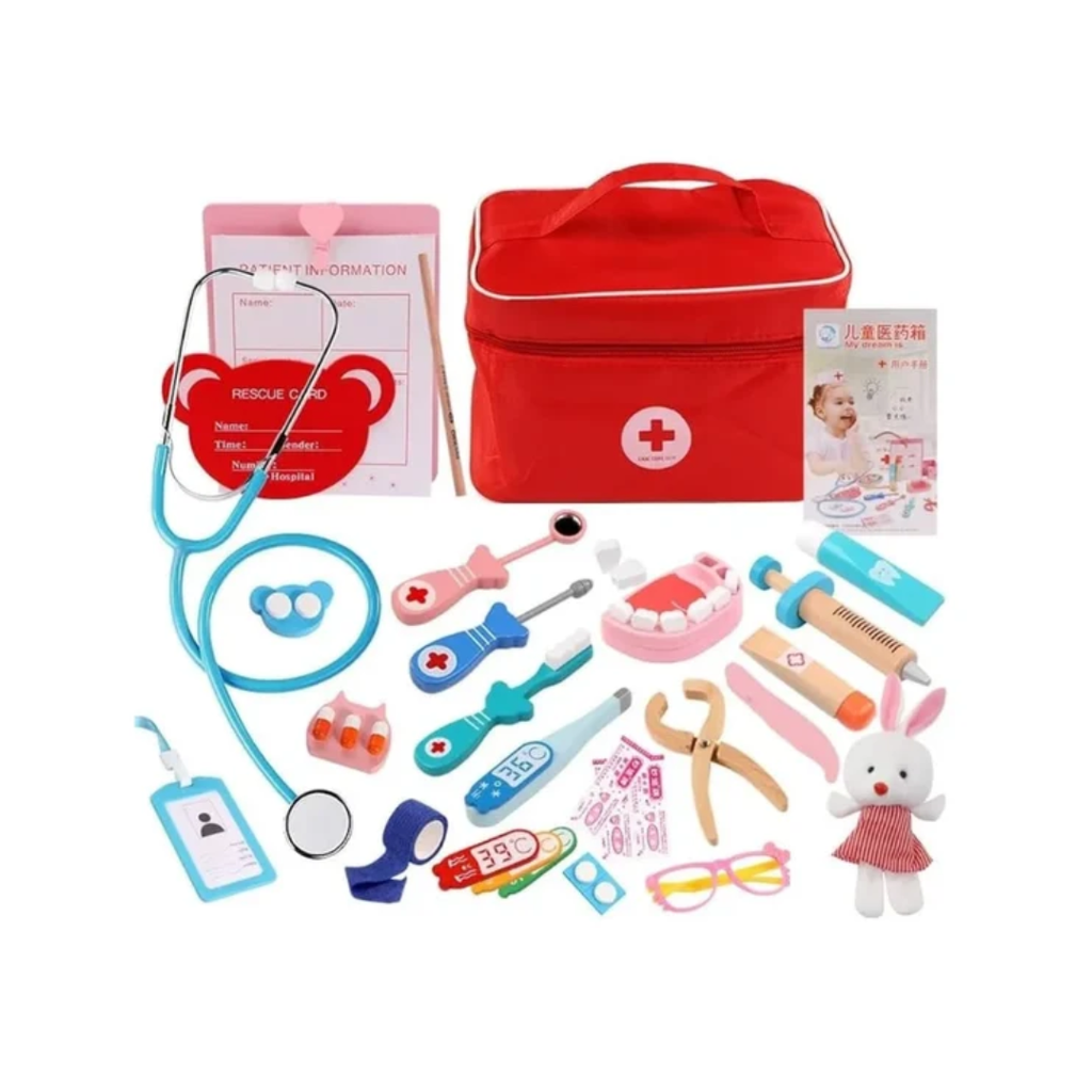 Rainbow Toys Wooden Doctor Dentist Play and Patend Set (Dentist Doctor + Bag)